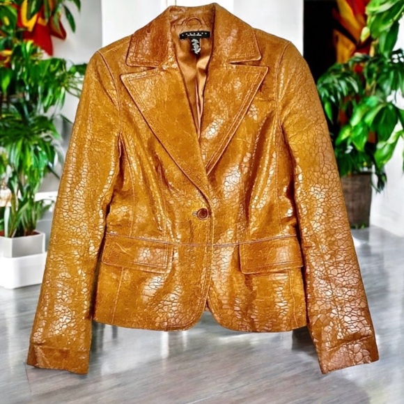 LAUNDRY Embossed Leather Fitted Blazer Jacket S - Picture 11 of 12